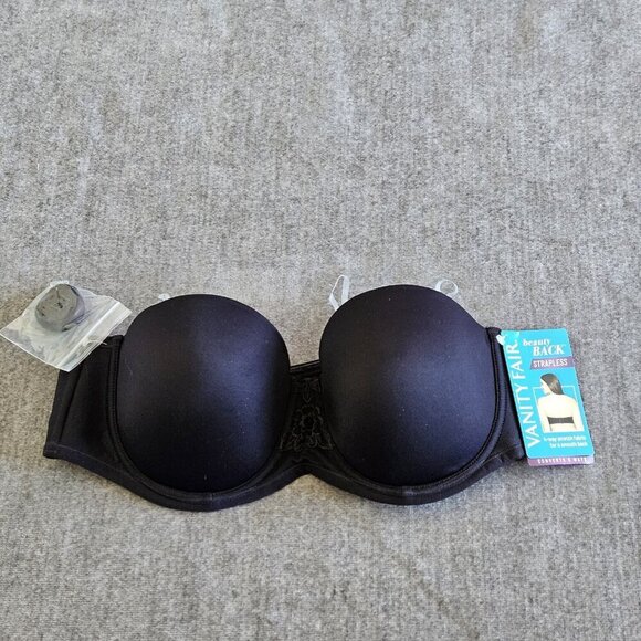 Vanity Fair 38B Black Beauty Back Strapless Bra Removable Straps 74380 Stretch - Picture 16 of 16